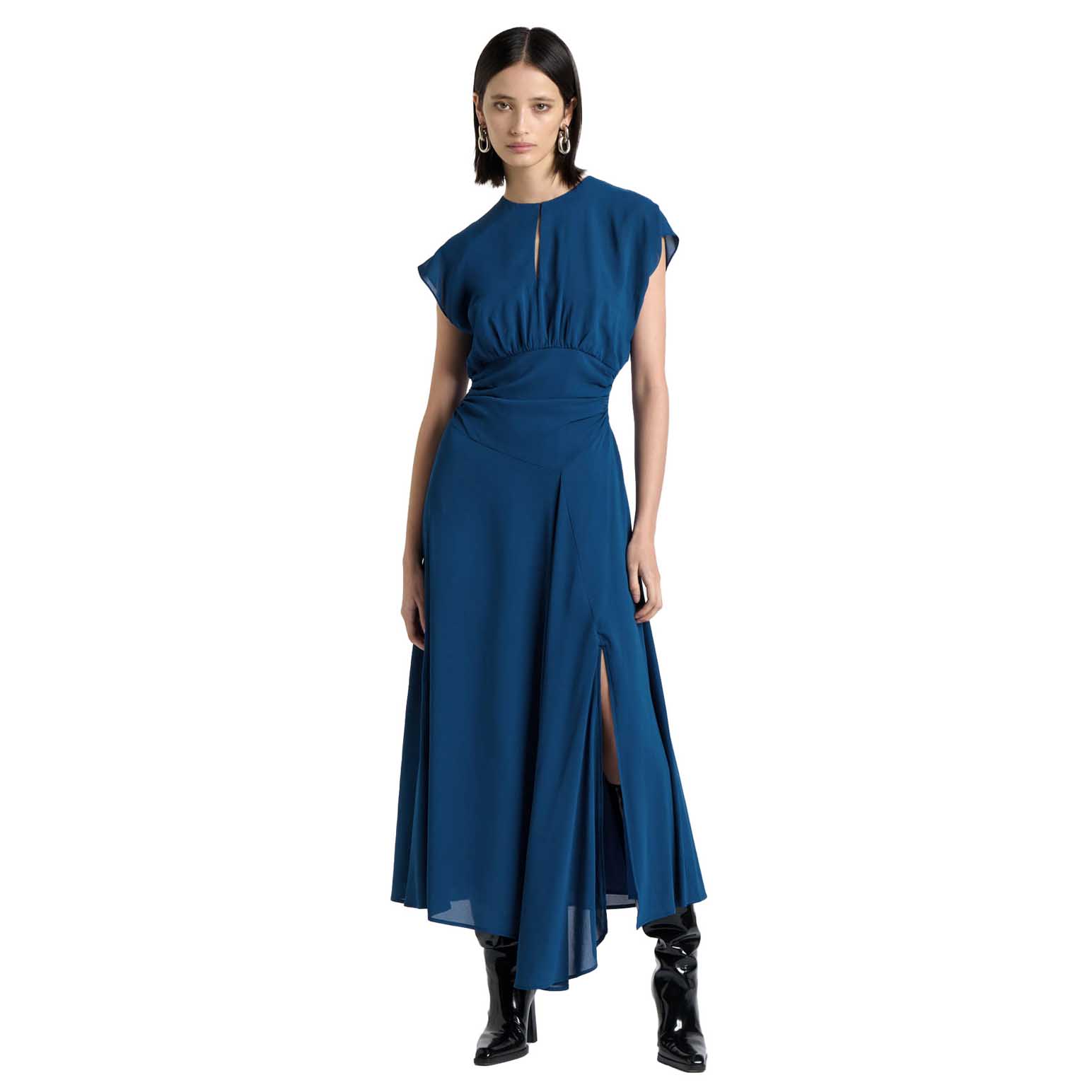 Cue Lapis Blue Soft Viscose Midi Dress